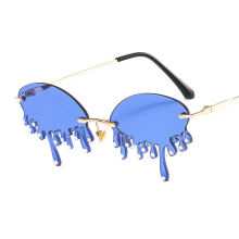 bling Rhinestone teardrop 2020 new arrivals fashion personalezed cute rimless shades custom designer metal sunglasses women 7704